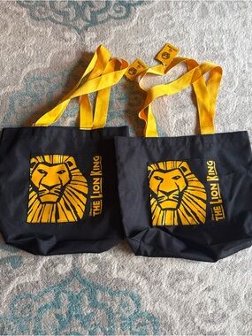 The Lion King Black Tote Bag with Yellow Lion Graphic Set of 2